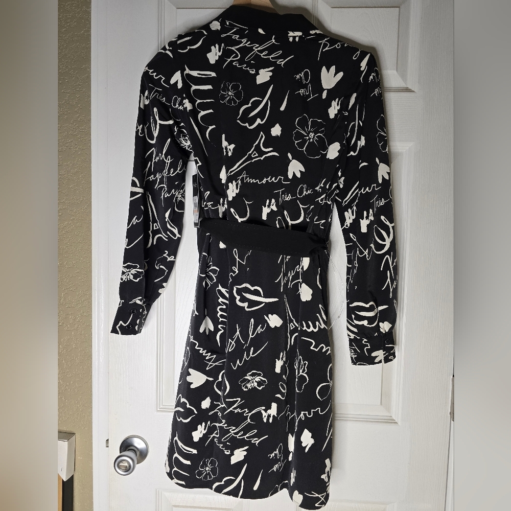 Nwt! KARL LAGERFELD Silky Crepe Dress - SZ. 2 - Picture 2 of 3